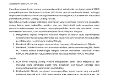 SERUAN DUKUNGAN TERHADAP AKSI KAWAL PUTUSAN MAHKAMAH KONSTITUSI DAN PENOLAKAN RUU REVISI UNDANG-UNDANG PILKADA